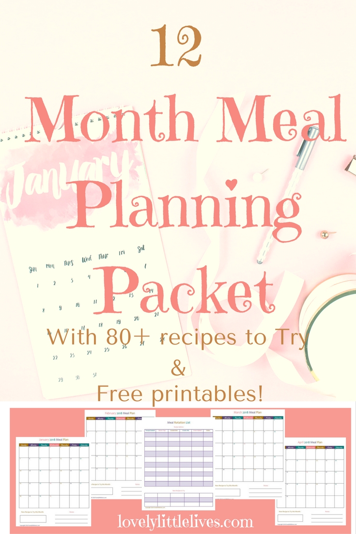 12 Month Meal Planning Printables for free with 80+ Recipes to Try #mealplanning #newrecipes #whatsfordinner #freemealplanningprintables
