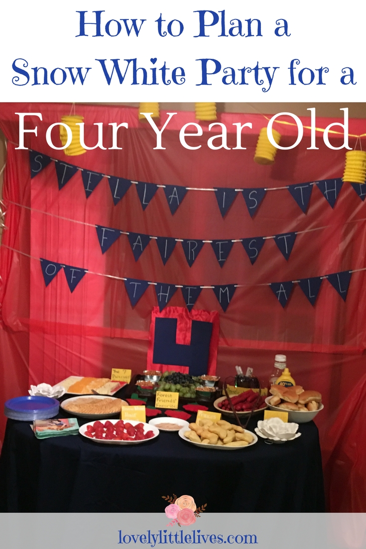 How to Plan a Snow White Party for Four Year Old | Snow White Party Food. | Snow White Birthday Party | Snow White Party Ideas | Snow White Birthday Party for a four year old | #snowwhite #princessbirthdayparty #snowwhitebirthdayparty